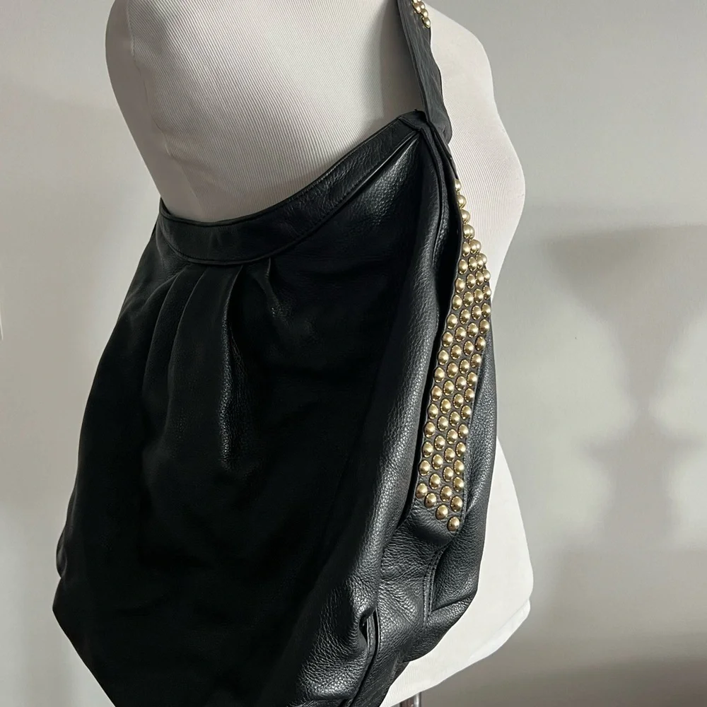 Bryna Nicole Black leather stud hobo shoulder bag - Picture 3 of 7